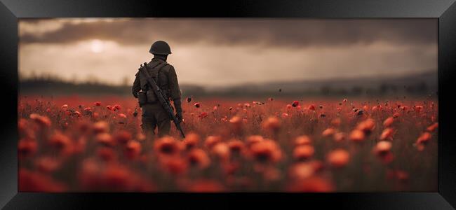 Poppy Field Soldier Framed Print by Picture Wizard