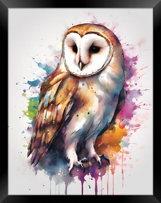 Barn Owl Ink Splat Framed Print by Picture Wizard
