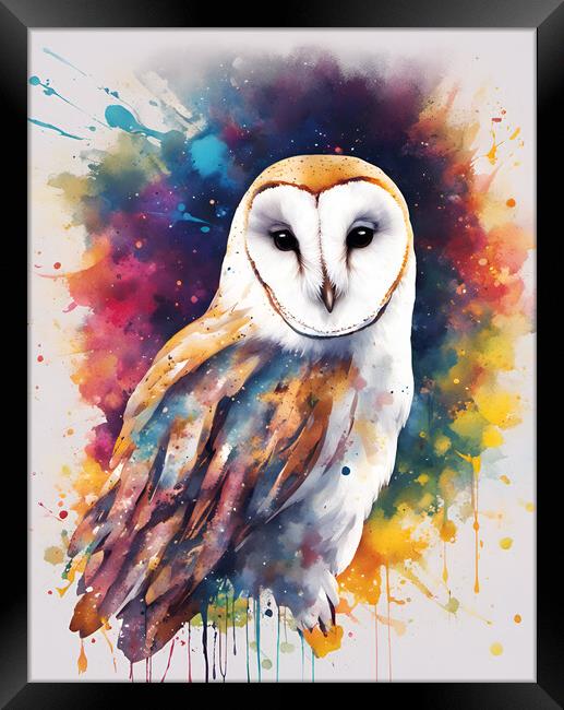 Barn Owl Ink Splat Framed Print by Picture Wizard