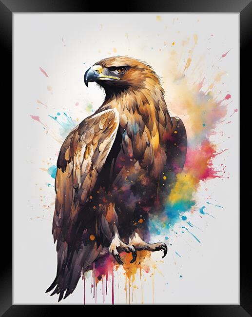 Golden Eagle Ink Splat Framed Print by Picture Wizard