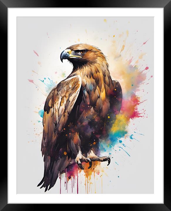 Golden Eagle Ink Splat Framed Mounted Print by Picture Wizard