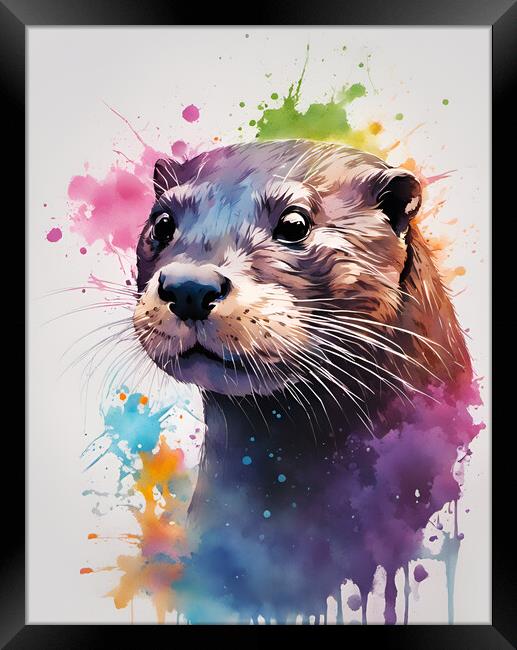 Otter Ink Splat Framed Print by Picture Wizard