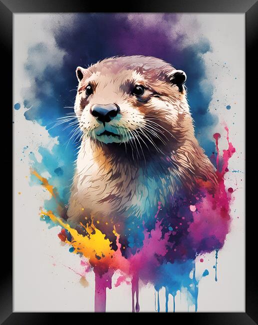 Otter Ink Splat Framed Print by Picture Wizard