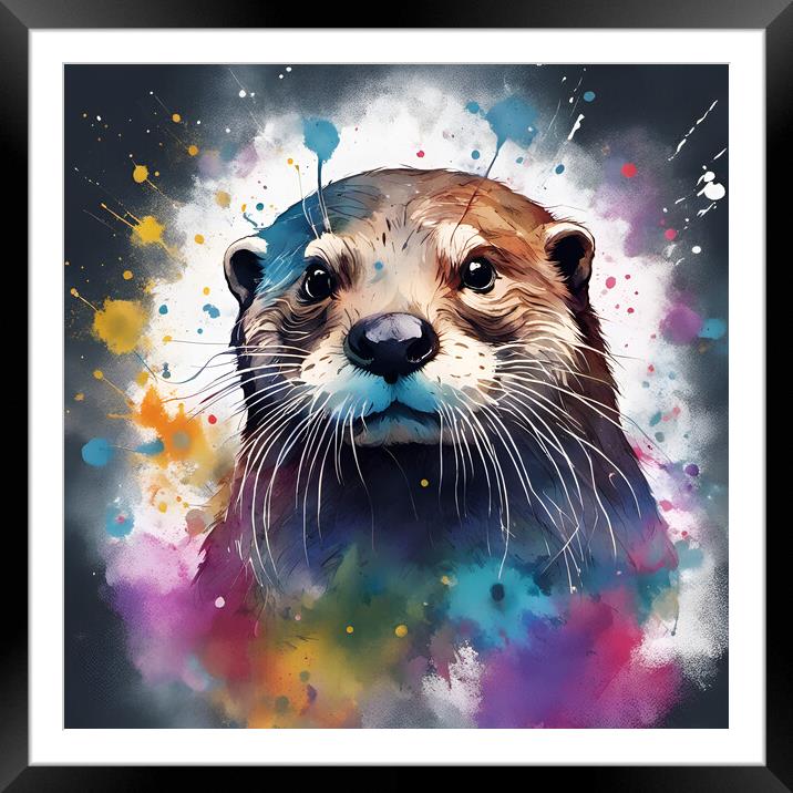 Otter Ink Splat Framed Mounted Print by Picture Wizard