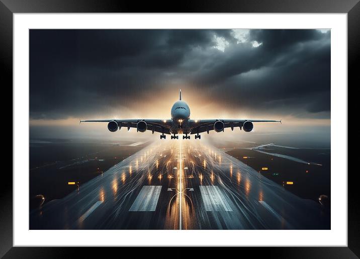 Airplane Landing Framed Mounted Print by Picture Wizard