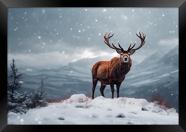 Red Stag Deer Framed Print by Picture Wizard
