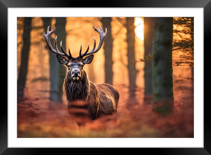 Red Stag Framed Mounted Print by Picture Wizard