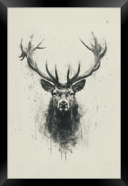 Charcoal Stag Framed Print by Picture Wizard