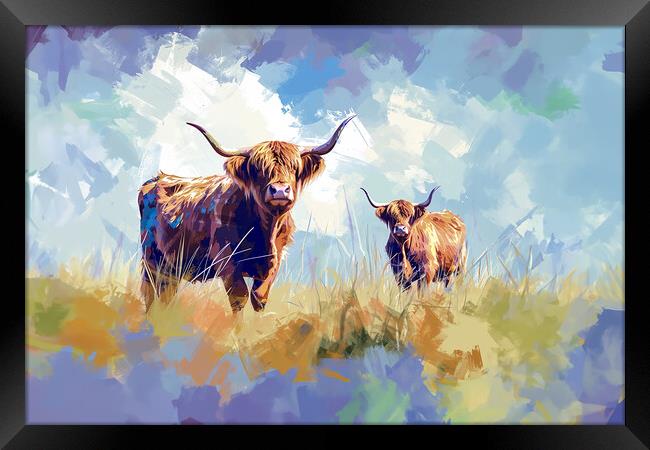Highland Cows Framed Print by Picture Wizard