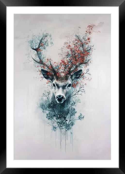 Highland Stag Art Framed Mounted Print by Picture Wizard