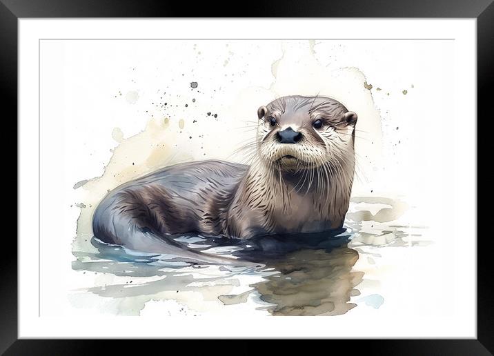 Otter Art Framed Mounted Print by Picture Wizard