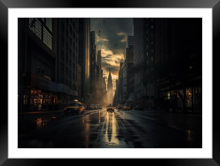 New York City Streets Framed Mounted Print by Picture Wizard