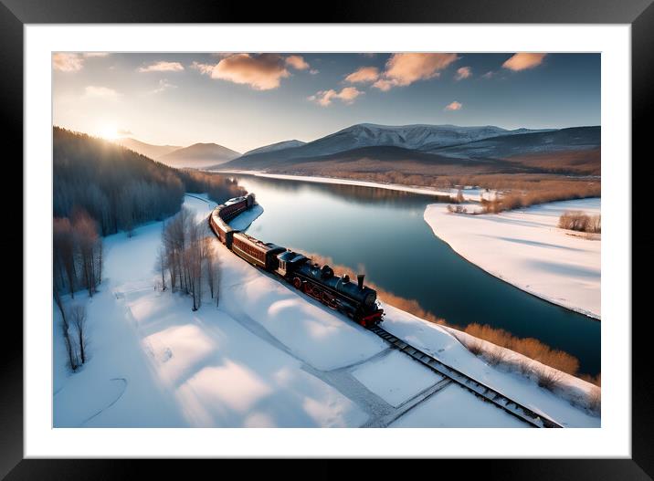 Steam Train In The Snow Framed Mounted Print by Picture Wizard