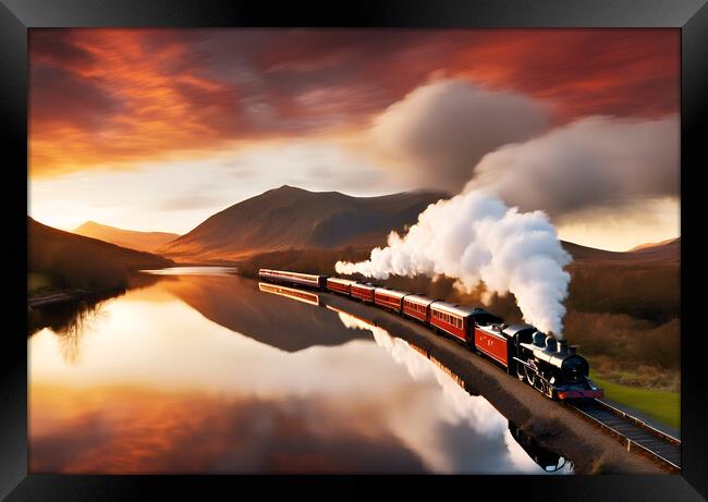Steam Train Sunset Framed Print by Picture Wizard