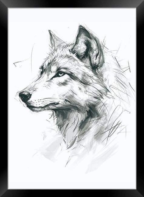 Wolf Sketch Framed Print by Picture Wizard