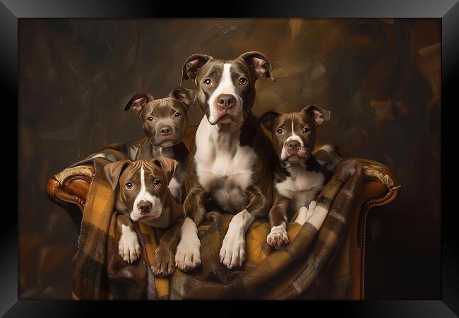 American Staffordshire Terrier Family Framed Print by Picture Wizard