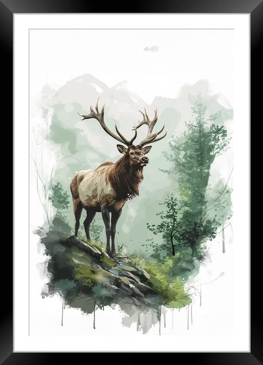 A Deer in the woods Framed Mounted Print by Picture Wizard