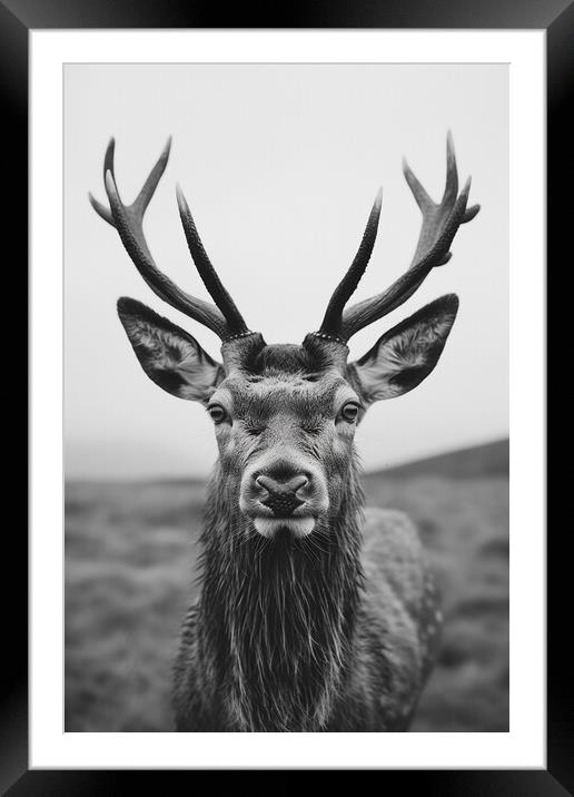 Red Deer Portrait Framed Mounted Print by Picture Wizard