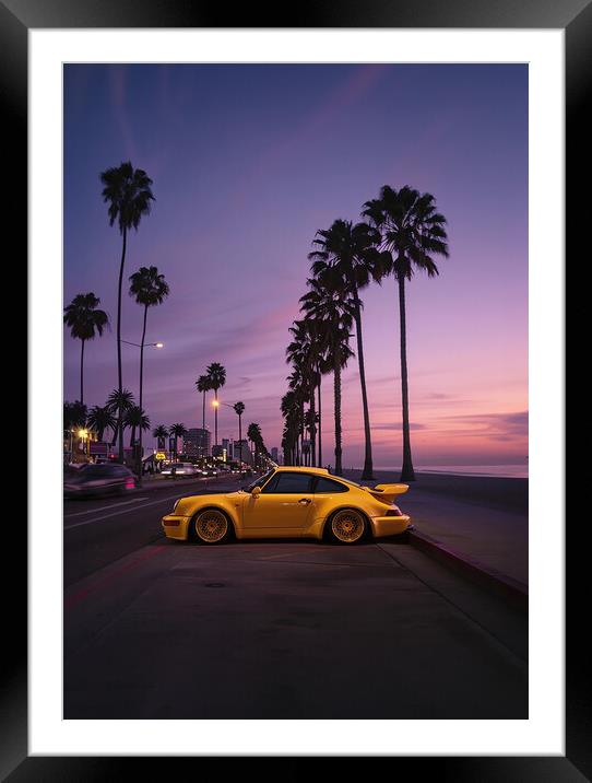 Yellow Porsche Framed Mounted Print by Picture Wizard