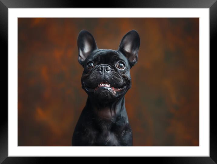 Laughing Frenchie Framed Mounted Print by Picture Wizard