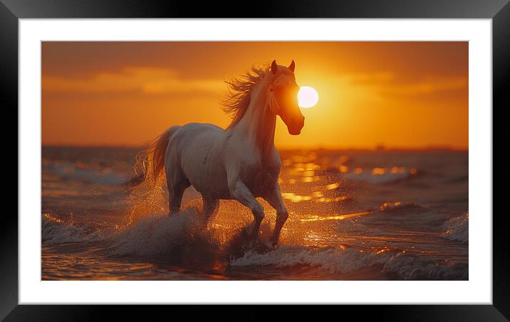 Andalusian horse sunset Framed Mounted Print by Picture Wizard