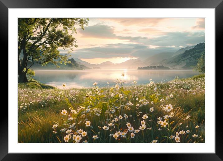 Daisies on Ullswater Framed Mounted Print by Picture Wizard