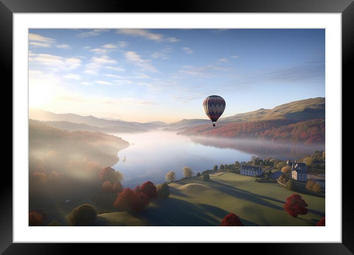 Hot Air Balloon over the Lake District Framed Mounted Print by Picture Wizard
