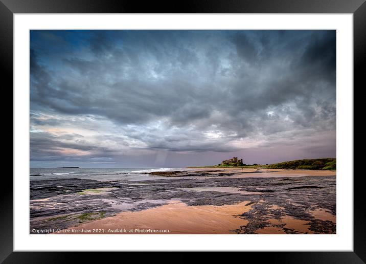 Stormy skies over Bamburgh Castle Framed Mounted Print by Lee Kershaw