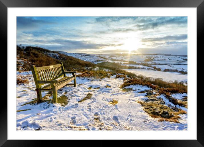 Winter sunset over Corby Crags Northumberland Framed Mounted Print by Lee Kershaw