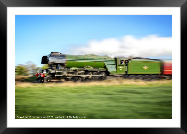 The Flying Scotsman speeds past Framed Mounted Print by Lee Kershaw