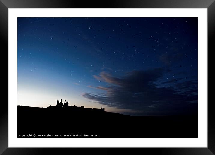 Dunstanburgh castle night sky Framed Mounted Print by Lee Kershaw