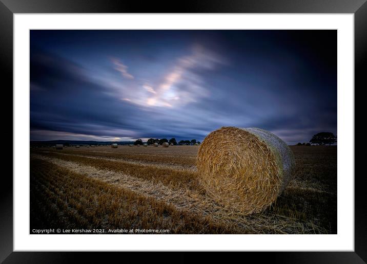 Hay rolls evening sky Framed Mounted Print by Lee Kershaw