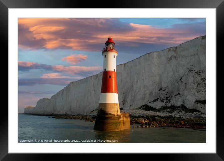Beachy Head Lighthouse sunrise Framed Mounted Print by A N Aerial Photography