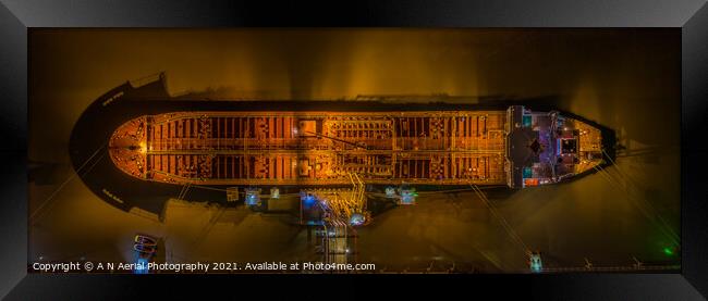 Night panorama of a ship Framed Print by A N Aerial Photography