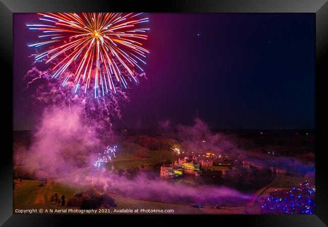 Leeds Castle fireworks 2021 Framed Print by A N Aerial Photography