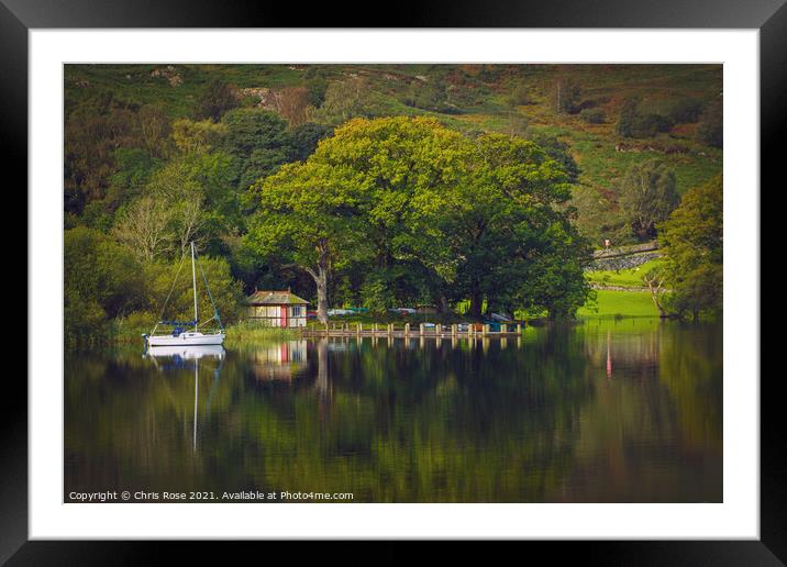Coniston Water moorings Framed Mounted Print by Chris Rose