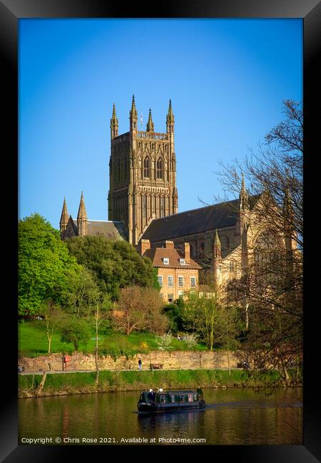 River Severn by Worcester Cathedral  Framed Print by Chris Rose