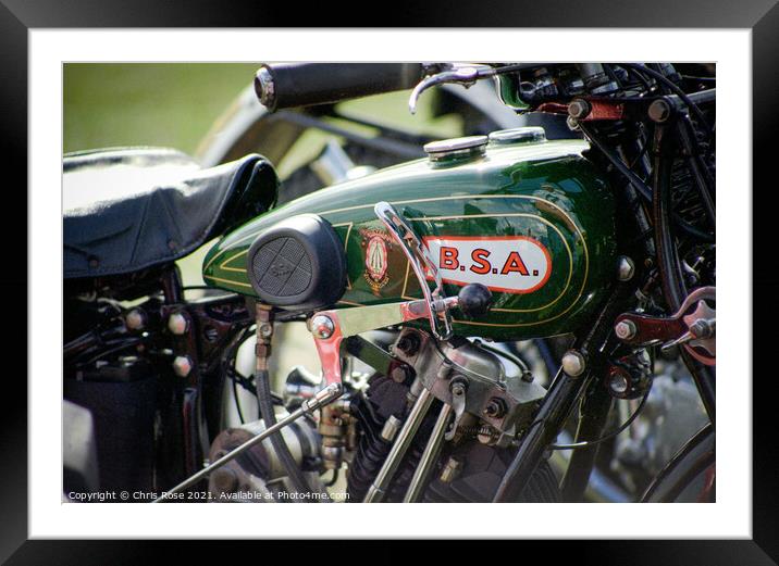 BSA  motorcycle detail Framed Mounted Print by Chris Rose