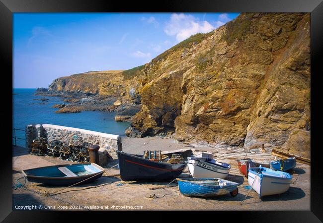 Lizard Point dinghies Framed Print by Chris Rose