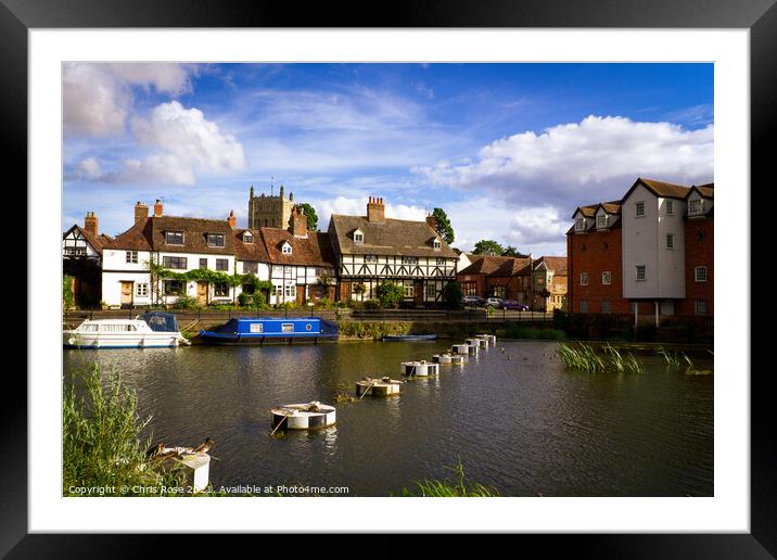 Tewkesbury riverside cottages Framed Mounted Print by Chris Rose