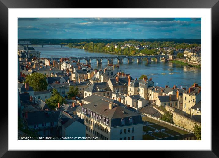 Saumur, rooftops view over the River Loire Framed Mounted Print by Chris Rose