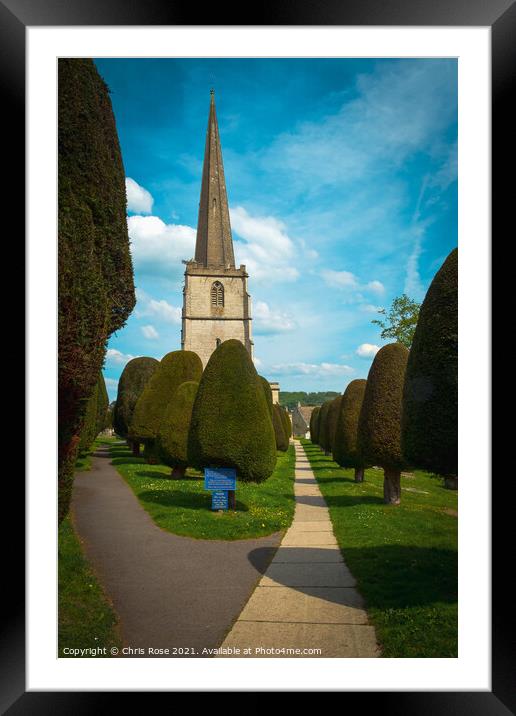Famous yew trees in the churchyard at Painswick Framed Mounted Print by Chris Rose