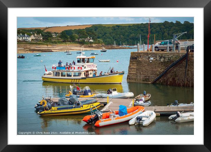 St Mawes, harbour, passenger ferry Framed Mounted Print by Chris Rose