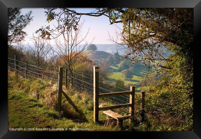 Uley Bury stile Framed Print by Chris Rose