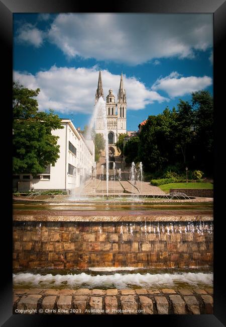 Angers, Cathedral St Maurice and fountain Framed Print by Chris Rose