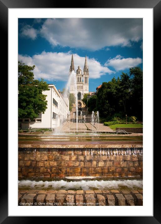 Angers, Cathedral St Maurice and fountain Framed Mounted Print by Chris Rose