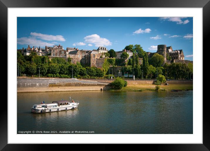 Angers, river and Chateau d'Angers Framed Mounted Print by Chris Rose