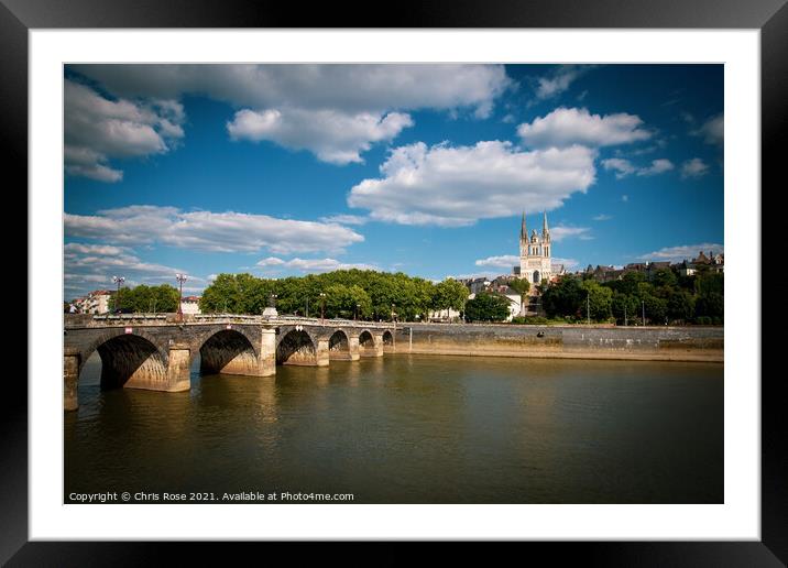 Angers, river and cathedral Framed Mounted Print by Chris Rose