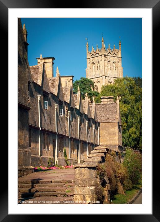  Chipping Campden, Almshouses and church Framed Mounted Print by Chris Rose
