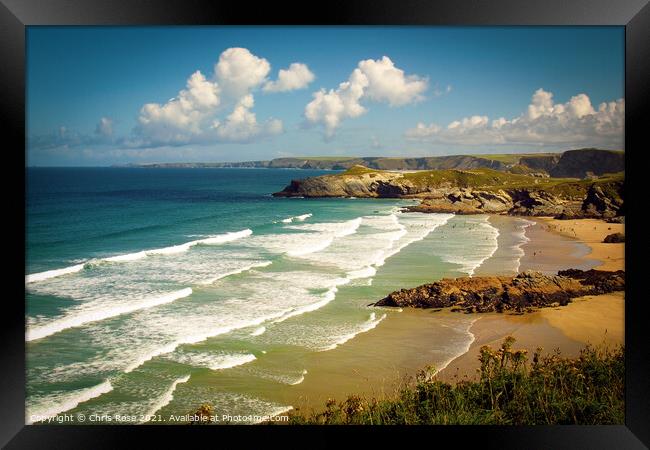 Newquay beaches Framed Print by Chris Rose